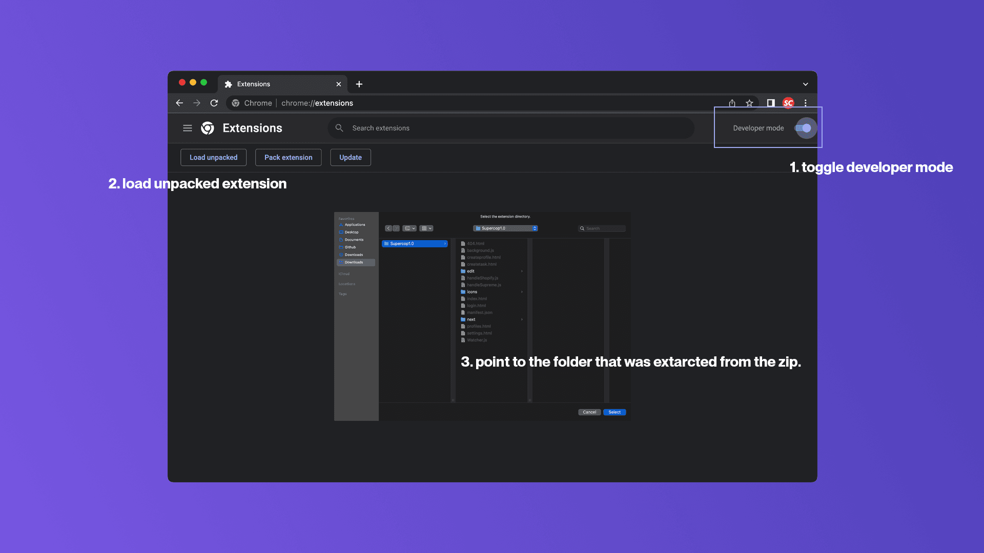 Manual installation steps for Supercop