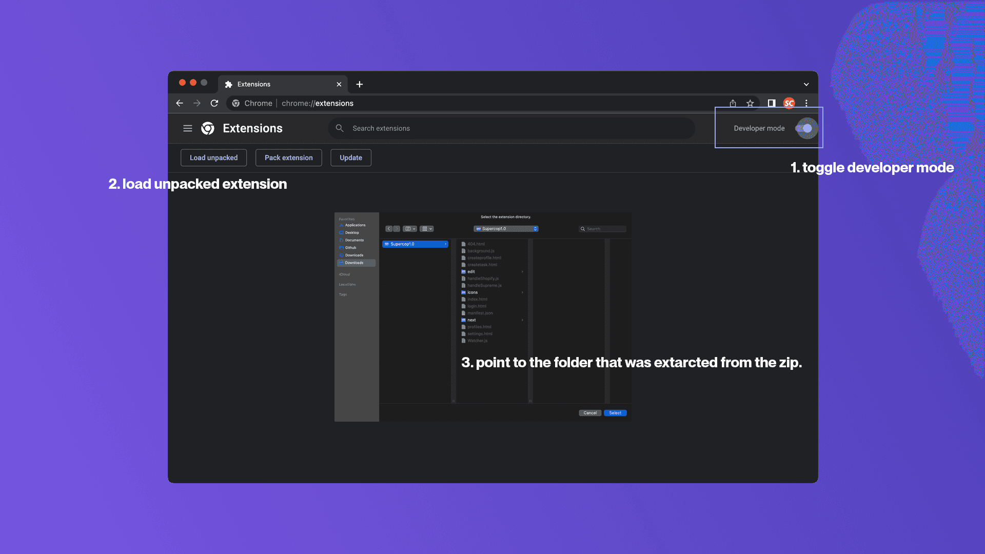 Manual installation steps for Supercop